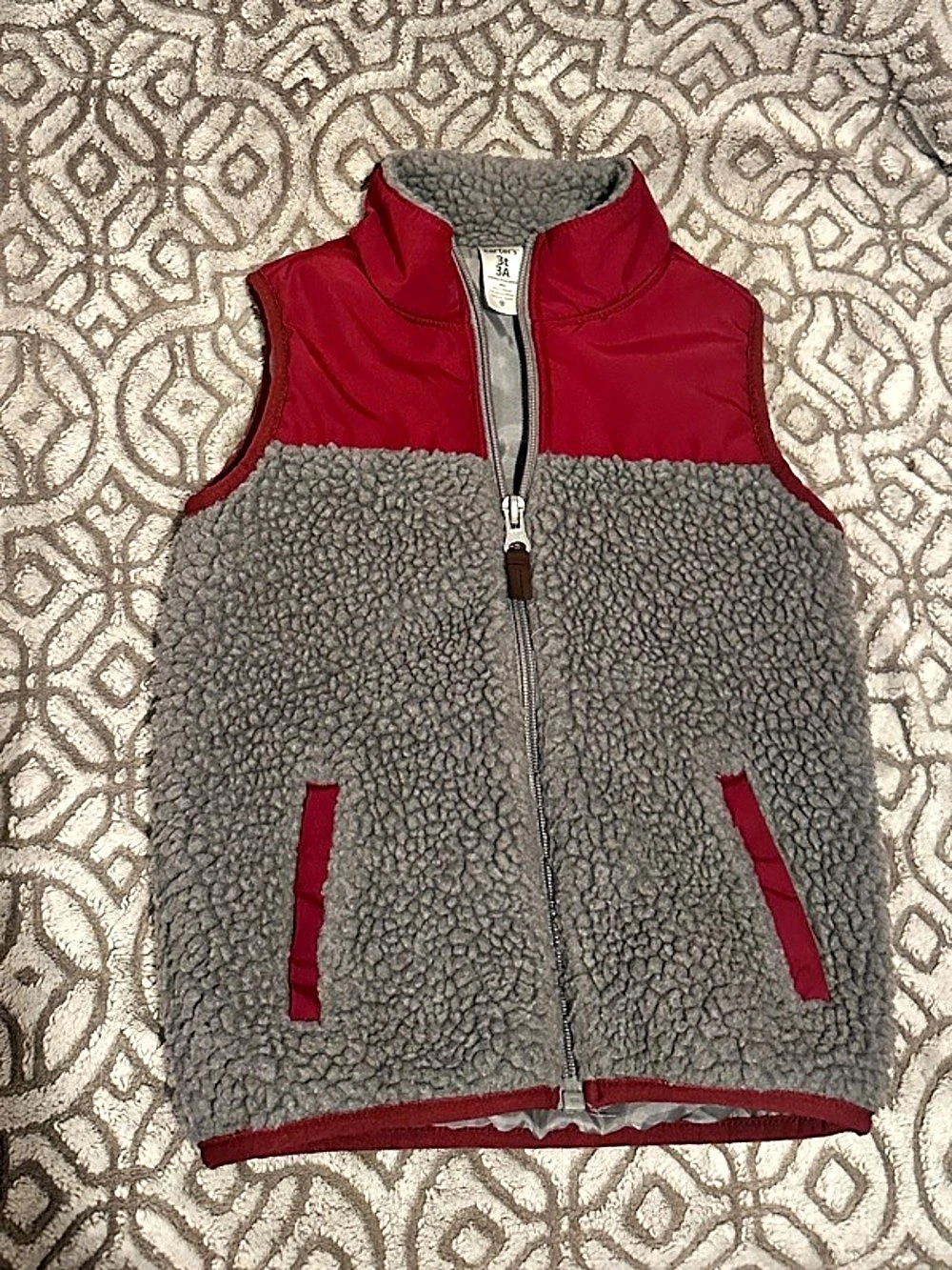 Carter's Boys  3T Gray & Red Fleece Vest